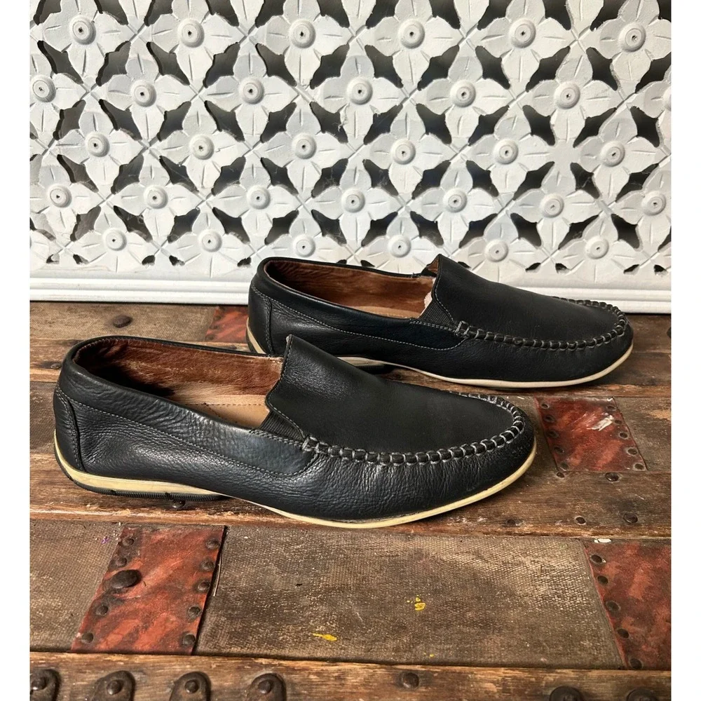 Clarks Mens Reazor Drive Black Leather Loafers Moccasins Driving Shoes 11M